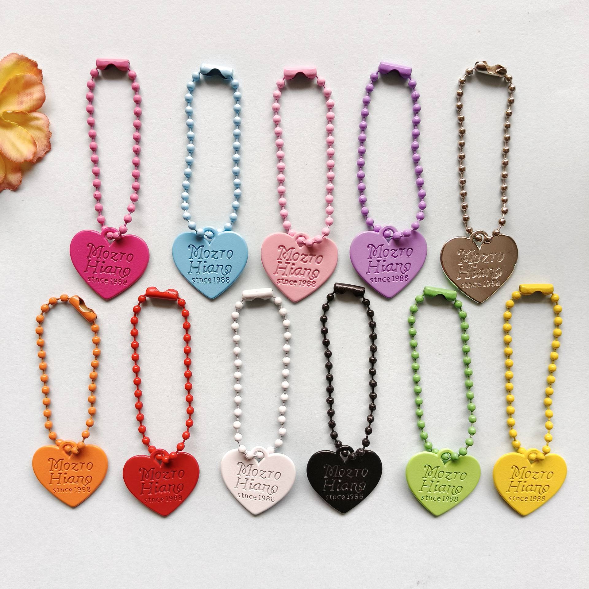Love double-sided bead chain key chain pendant color simple ins wind hanging chain diy bag mobile phone chain accessories pendant