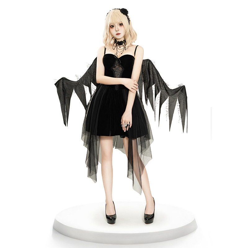 外国貿易の新型女性ハロウィーンコスプレ暗黒天使赤い悪魔ワンピースセットのコスプレ服|undefined