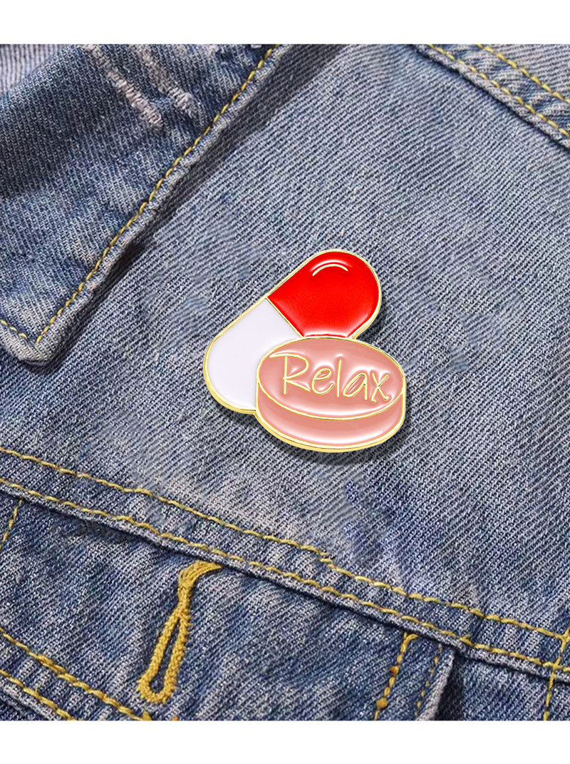 Enamel Design Cute Modern Style Pin Letter Pill Alloy Enamel Unisex Brooches