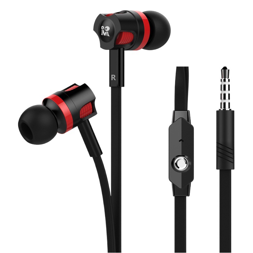 Suministro de fábrica Lanston JM26 auriculares estéreo en la oreja línea de fideos con micrófono de control de alambre auriculares al por mayor