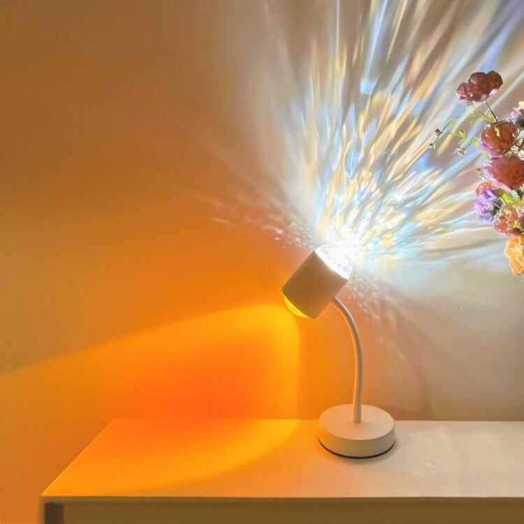 Double-Headed Water Ripple Night Light Sunset Projection Atmosphere Lamp Internet Celebrity Live Broadcast Background Table Lamp Bedroom Sunset Lamp