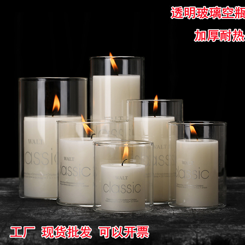 Thickened Glass Empty Bottle Creative Candle Holder Vase Transparent Jar Plant Fish Landscape Bottle Flower Pot Gift