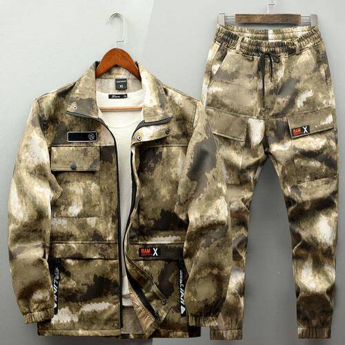 Spring and Autumn Labor Protection Workwear Men's Camouflage Suit Men's Clothing Thickened Wear-Resistant Dirt-Resistant Welding Jacket