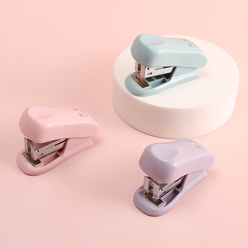 Morandi color mini stapler student cute small stapler office supplies handheld stapler set