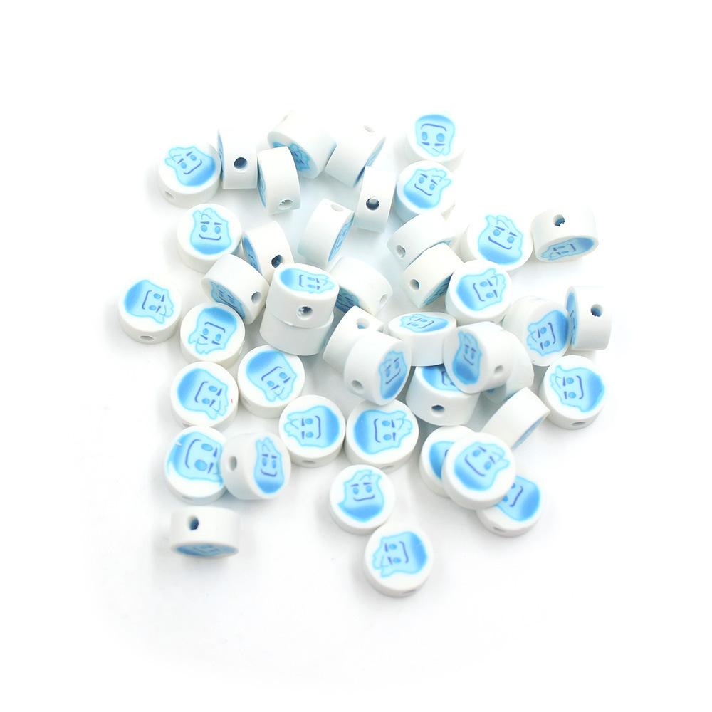 Cuentas de cerámica suave DIY, caras sonrientes, sueltas para pulseras y collares