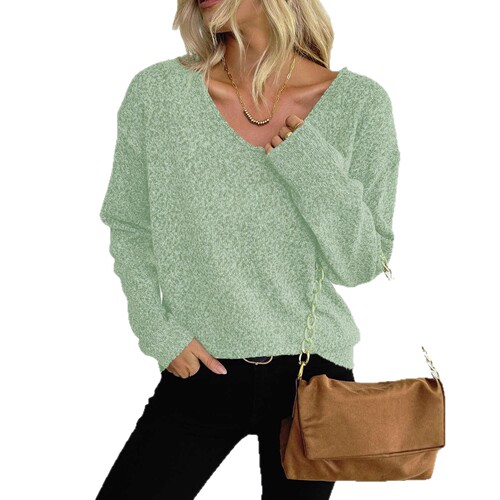 Classic V-neck turtleneck sweater, simple style, multi-color patterned knit sweater, best-selling sweater