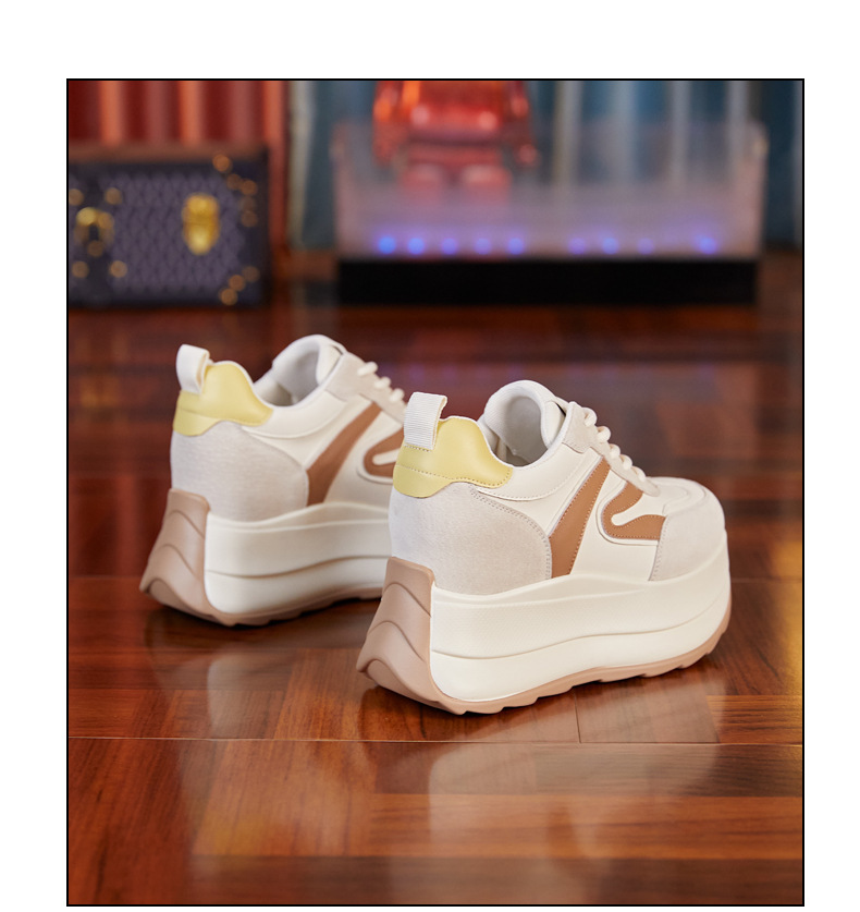 Giày sneaker nữ đế dày tăng chiều cao dáng nhỏ khoe chân — Màu be chi tiết 20