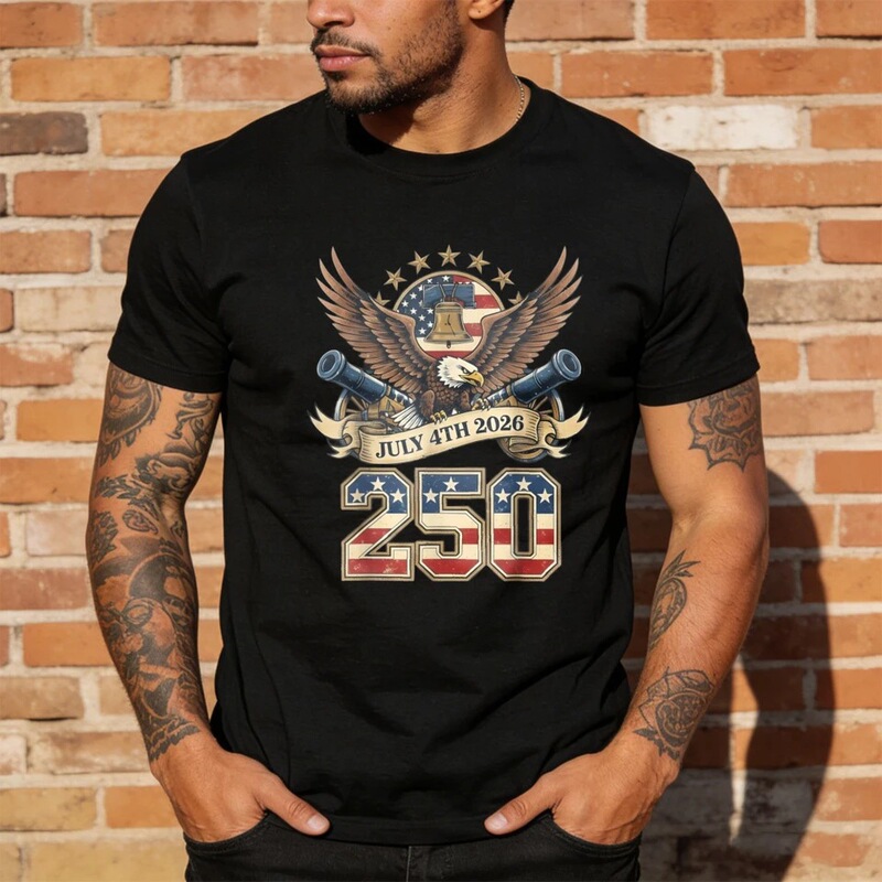American Eagle Independence Day 250Th Anniversary Men's T-Shirt July 4Th 2026 Patriotic American Design