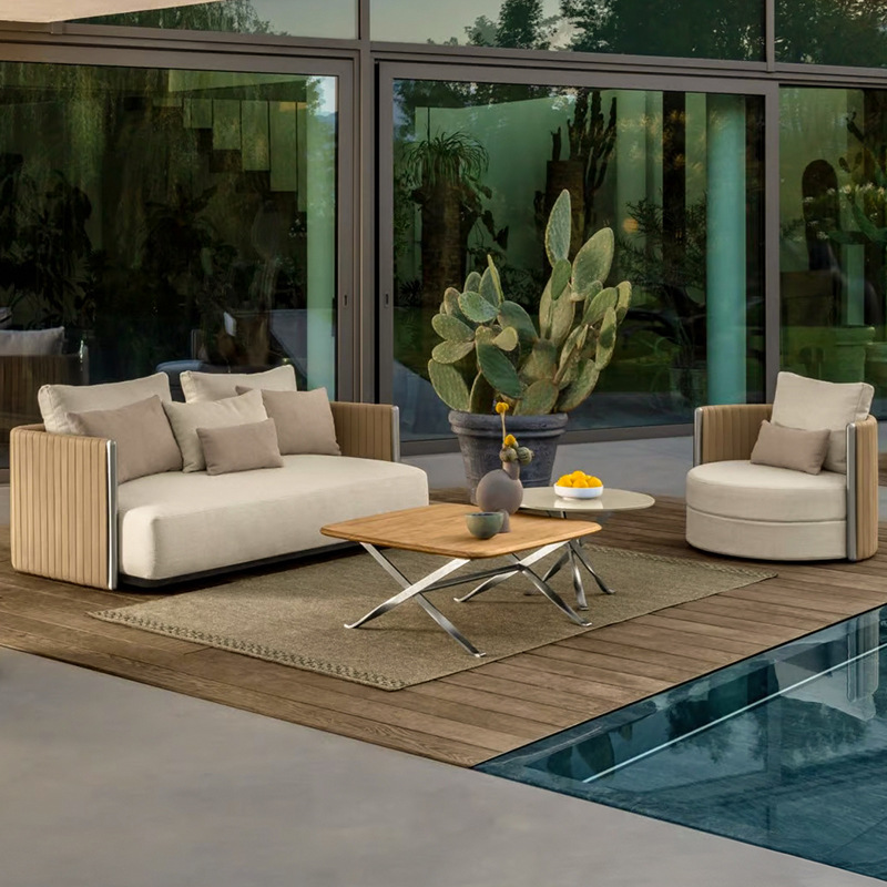 Sofá de tejido de cuerda al aire libre patio villa terraza diseñador de muebles jardín al aire libre impermeable sofá de ocio