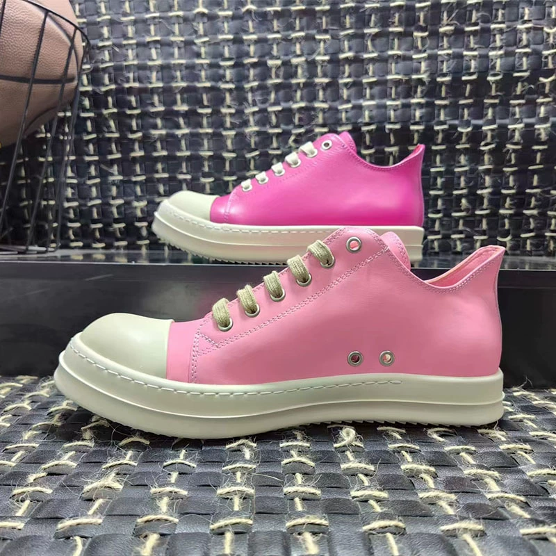 RO новые низкие кожаные туфли Барби на шнуровке оригинальные розово-оранжевые толстые туфли на толстой подошве универсальные для пар досок для мужчин и женщин