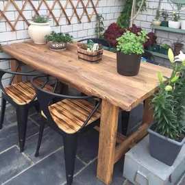 老榆木茶水桌吧台桌实木餐桌餐椅劈柴院新中式桌椅老榆木烧烤桌