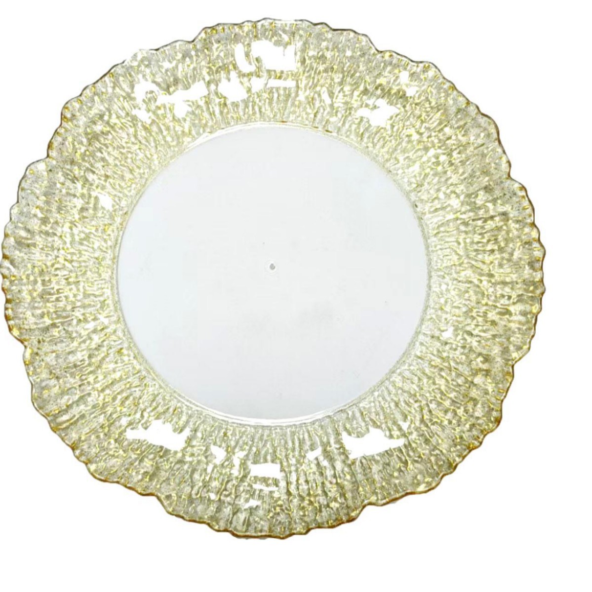 Placa de cargador flor de sol patrón de árbol cristal de plástico chapado en oro bandeja de frutas de plástico cojín de filete de alta calidad