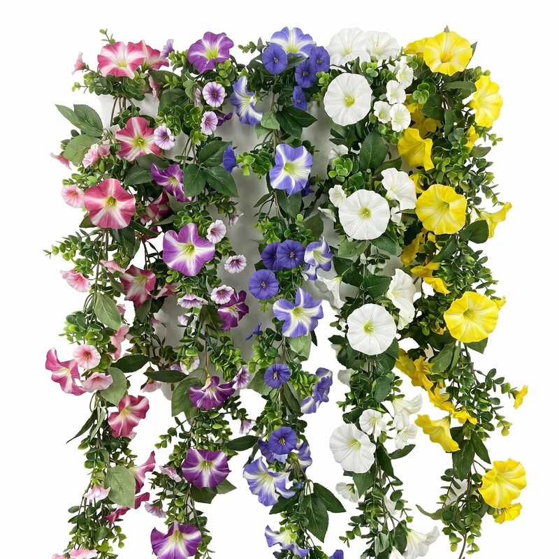 Cross-Border Eucalyptus Morning Glory Vine Artificial Flowers for Air Conditioning Pipe Coverings, Living Room Ceiling Decoration, Fake Flower Vines