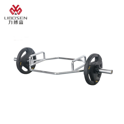 Commercial gym hexagonal hole power pull rod, large circular bar deep squat, shrug standard o bar weightlifting rod