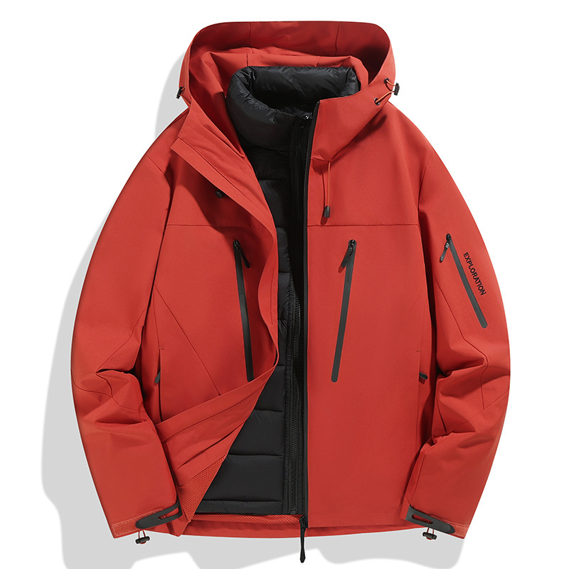 鳥家同型ジャケット、カスタムロゴ刺繍入り、3in1登山服、防風防水、裏起毛ジャケット、男女兼用|undefined