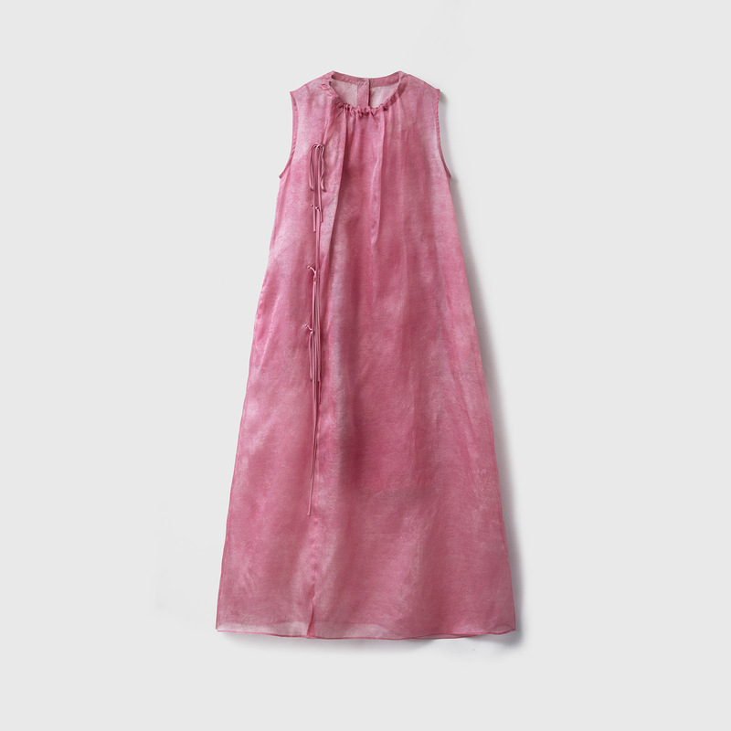 Silk Organza Jacquard Sleeveless Dress for Women 100 Mulberry Silk Loose Long Skirt A-Line Skirt Vest Dress Summer Silk Organza Jacquard Sleeveless Dress for Women 100 Mulberry Silk Loose Long Skirt A-Line Skirt Vest Dress Summer
