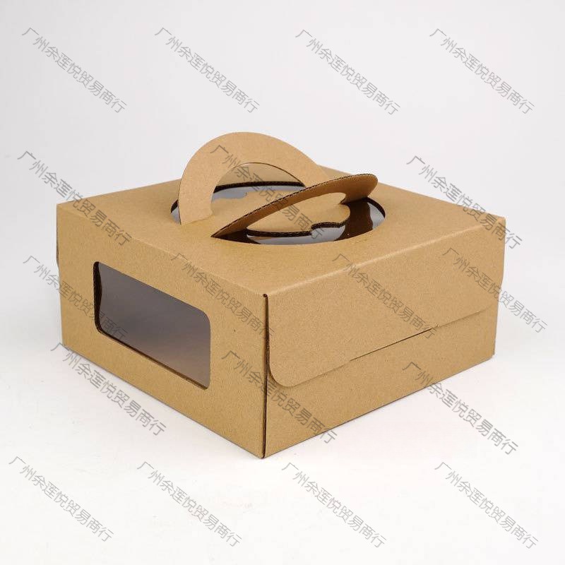 6寸8寸10寸手提芝士千层盒榴莲打包蛋糕芒果盒牛皮纸手提披萨盒