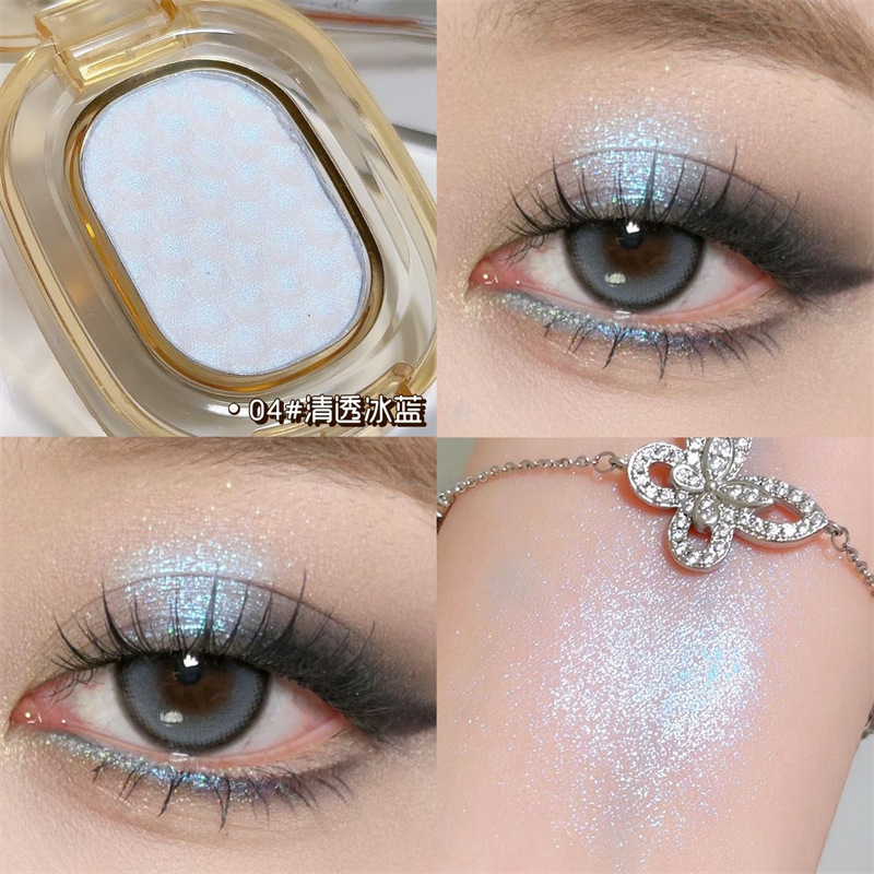 DIKALU puré de papas monocromático mochi ojos de gusano de seda de alto brillo iluminan la sombra de ojos de lentejuelas nacaradas de color blanco puro