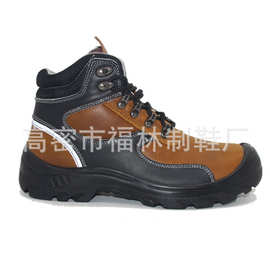 跨境欧洲劳保鞋中帮防水防油黑棕疯马皮双拼定制防砸safety shoes