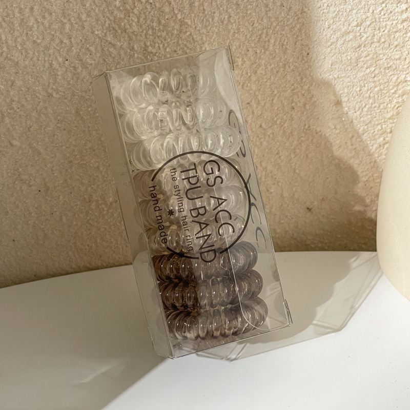 Combinación de 9 piezas línea telefónica cuerda de pelo Internet celebridad gradiente transparente cuerda de pelo fresco Corea del Sur banda de goma ins tie anillo de pelo