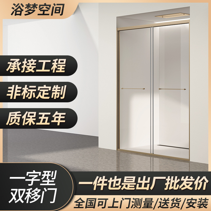 极简双移门淋浴房整体淋浴一体式定制卫生间简易洗澡间浴室隔断