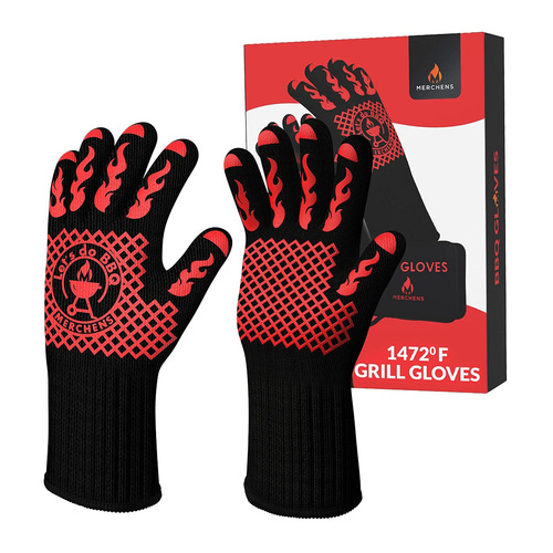 Amazon high-temperature resistant 500-800 degree silicone gloves, fireproof BBQ insulation oven aramid barbecue gloves