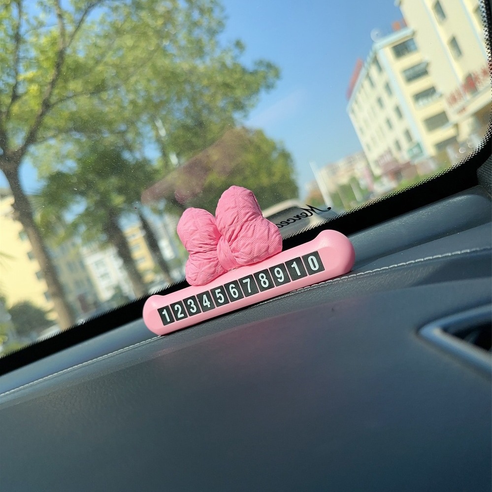 Estacionamiento temporal en el coche Lindo arco móvil teléfono número de matrícula matrícula coche creativo móvil interior decoración de estacionamiento femenino