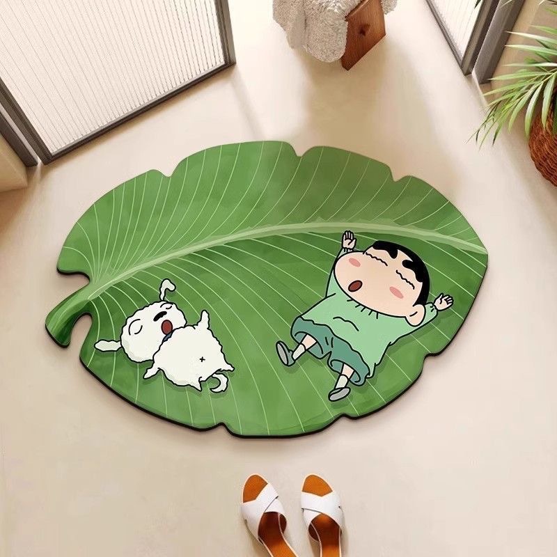 Fresh and Simple Green Plant Diatomaceous Earth Bathroom Mat for Home Use, Water-Absorbent and Quick-Drying Floor Mat, Dirt-Resistant and Easy to Maintain Entryway Mat