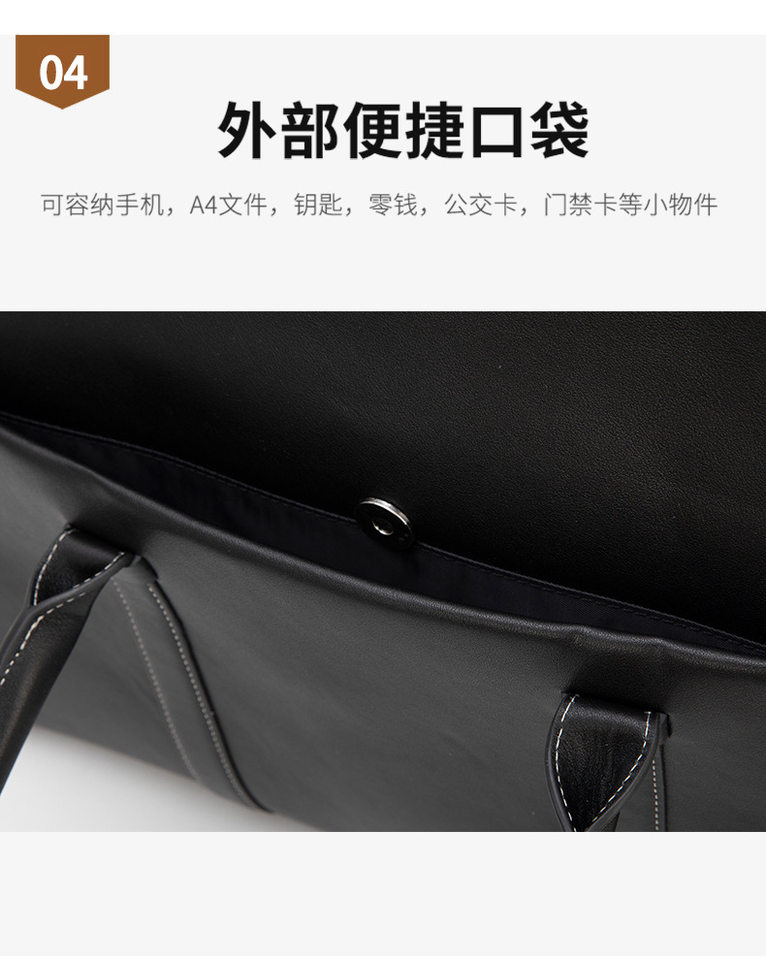 Túi xách tay nam da bò thật kiểu công sở đựng laptop 14 inch dung tích lớn 38×10×30 cm — Da thuộc thực vật màu đen chi tiết 9