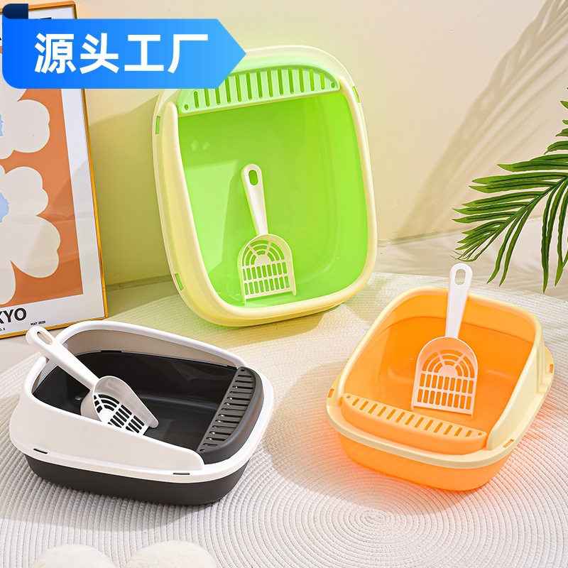 Heightened cat litter box, anti-splash, extra-large semi-enclosed cat toilet, anti-odor cat litter box, free cat litter shovel, cat supplies