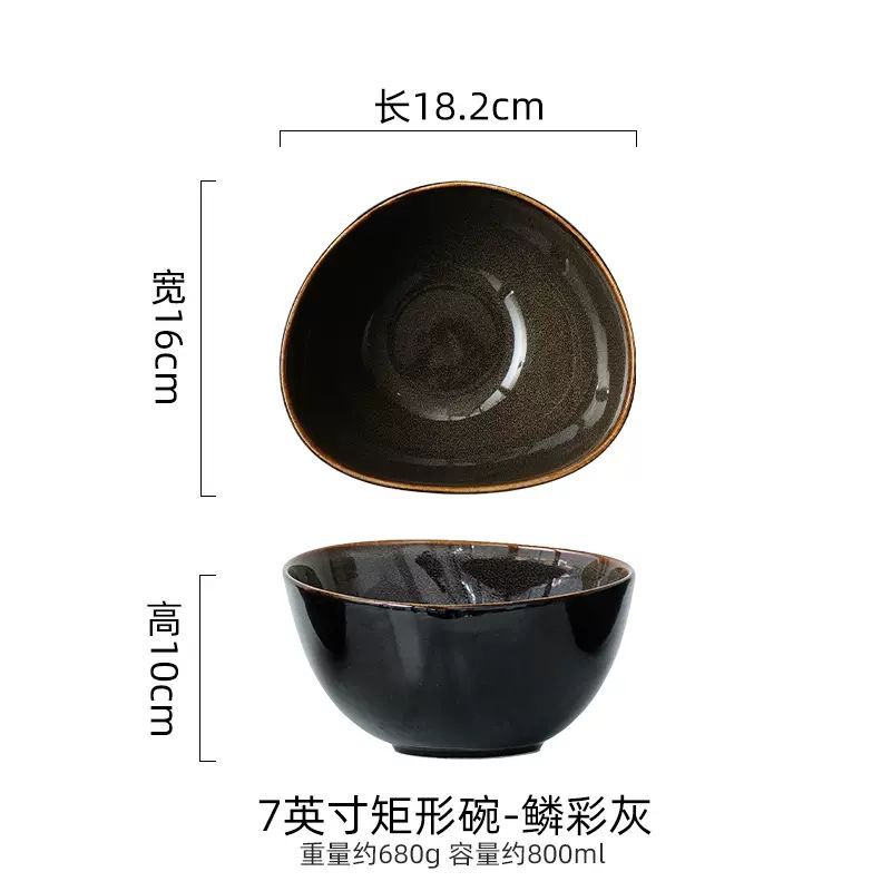Cuencos de sopa de color europeo de color esmalte transfronterizo cuencos de arroz irregulares de cerámica cuencos de ensalada de frutas cuencos de ramen grandes