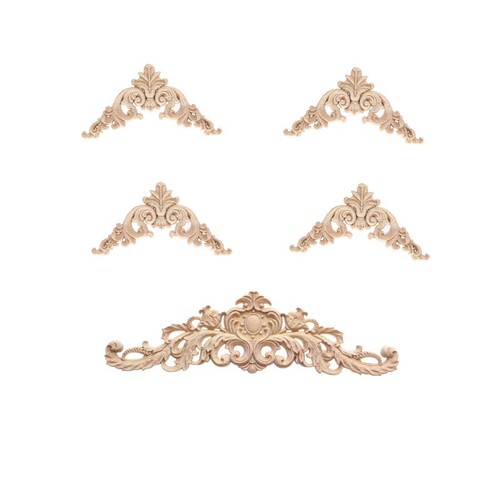 Combination Set, European Solid Wood Corner Flower, Wood Carved Long Flower, Cabinet Door Decorative Accessories, Wholesale and Retail Available