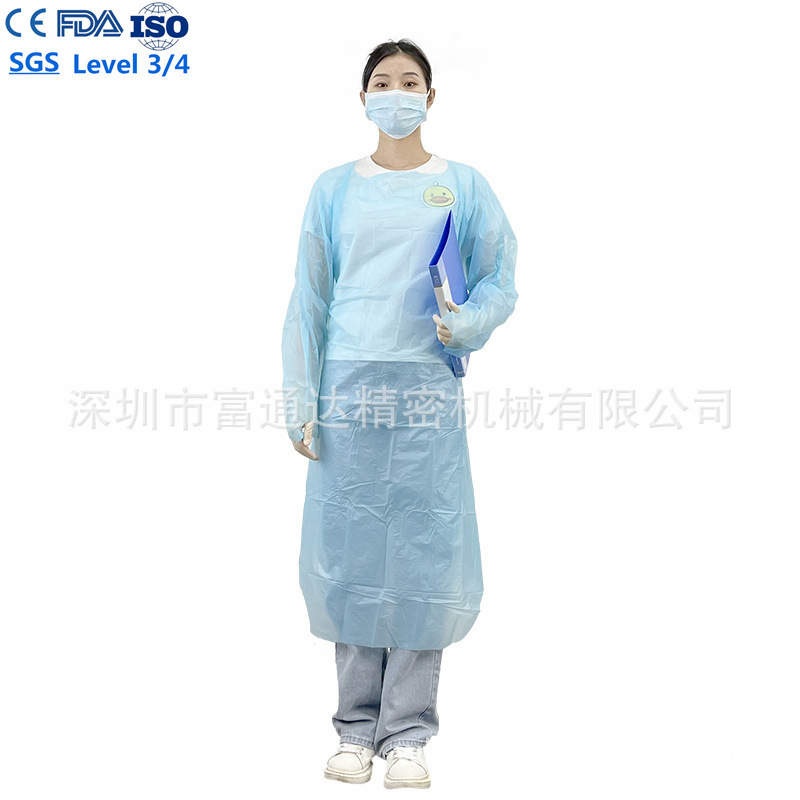 FDA 一次性CPE围裙 可循环使用/可手洗CPE围裙带拇指扣 EN14126