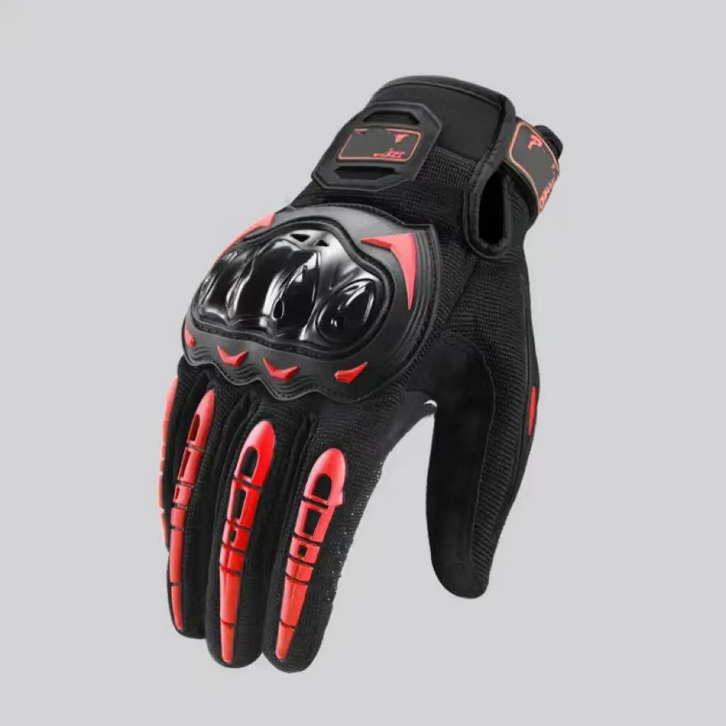 Guantes de ciclismo en motocicleta, dedos completos para hombres de verano, guantes de moto de verano transpirables, guantes de bicicleta a prueba de caídas, a prueba de viento