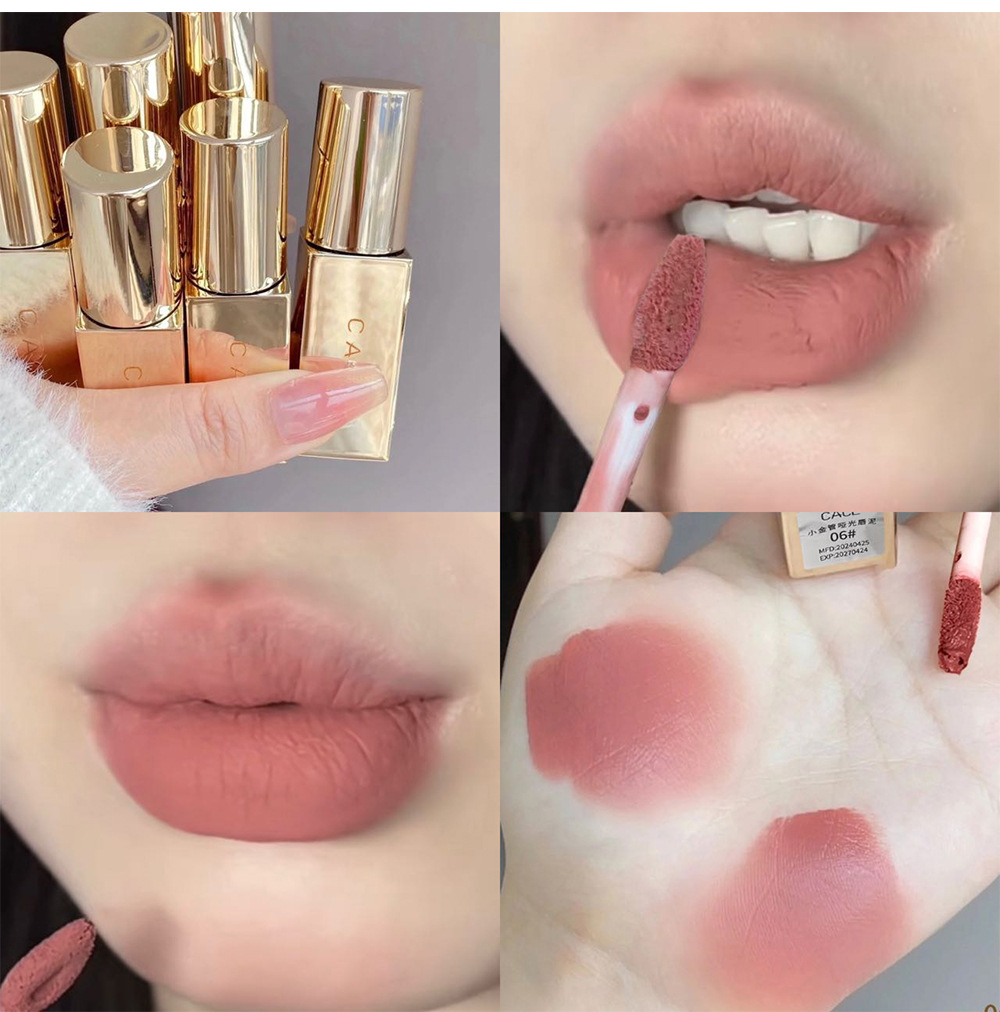 CACE Little Gold Tube Matte Lip Paste Soft, misty and smooth, low-saturation milk coffee versatile color, natural whitening makeup wholesale undefined