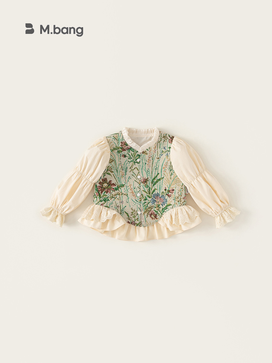 Youbao ropa de otoño para niños niñas bordadas retro falsas dos camisas de manga larga de niñas estilo nacional ropa china para niños