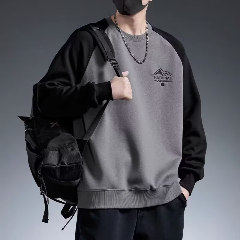 printed autumn winter sweater men‘s spring and autumn 2025 korean new round neck loose top chic hong kong style trendy