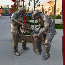 广场手推车工厂农民玻璃钢摆装饰户外仿铜人物雕塑步行街园林景观