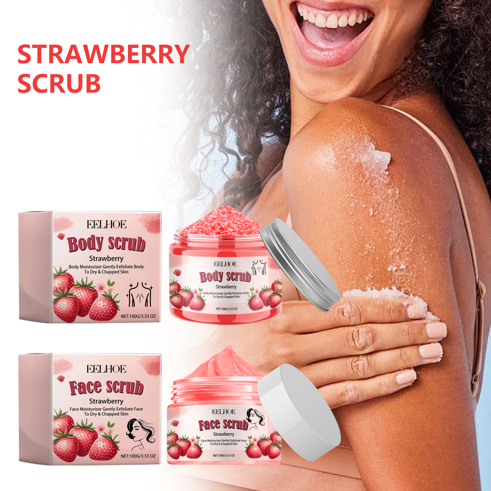 Eelhoe Strawberry Scrub Series Sweet Fruity Mild Scrub Nourishing Body Suitable for Daily Care