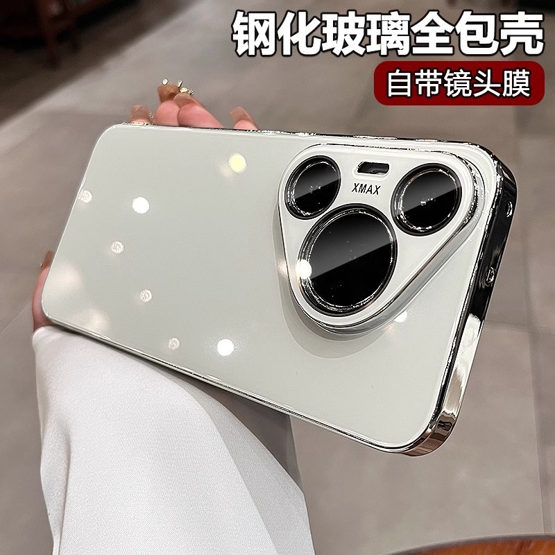 Suitable for Huawei Pura90Pro Mobile Phone Case, Glass P80 with Lens Film, Anti-Fall, Mate80 All-Inclusive Protective Hard Case