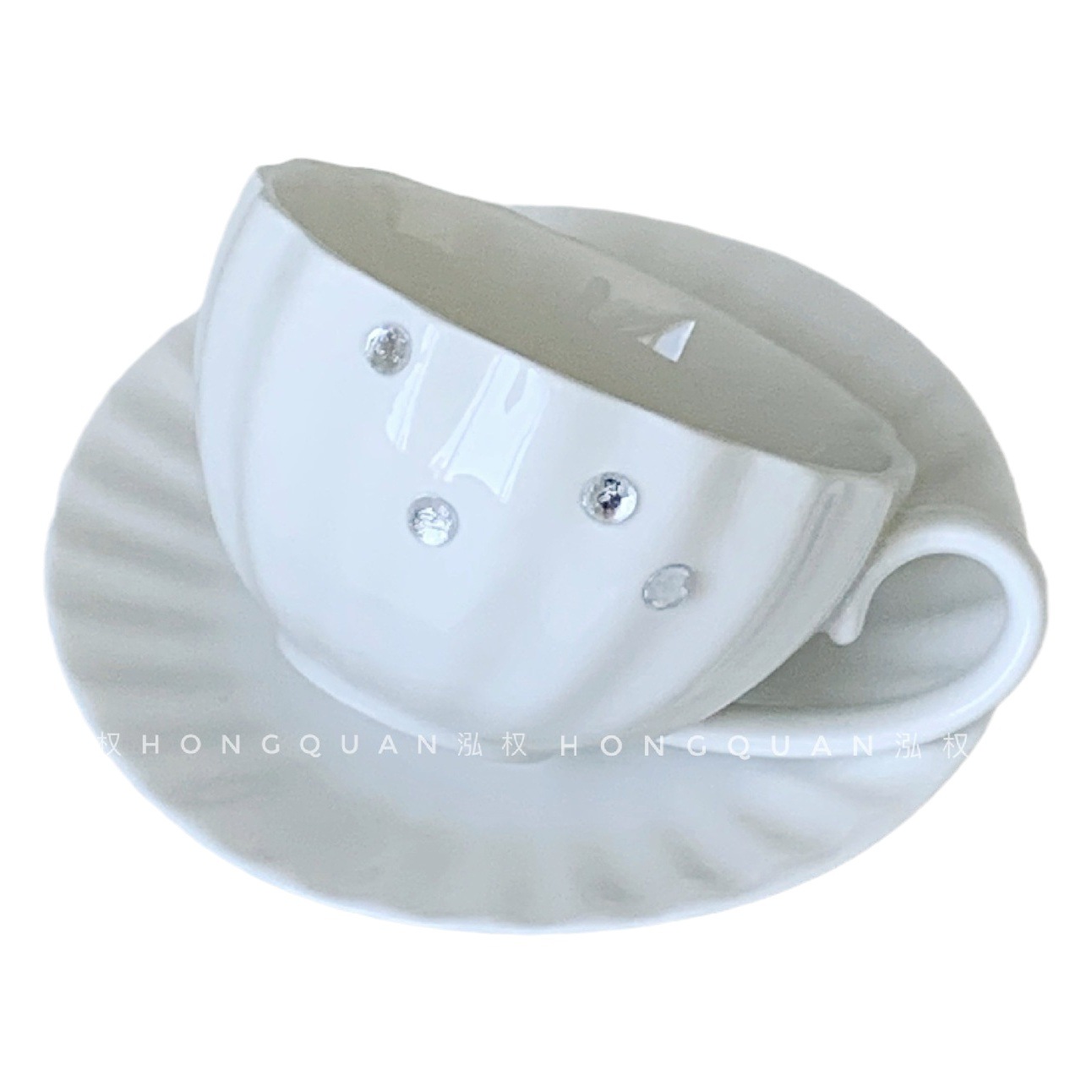 Spot estilo ins simple concha francesa taza de té de la tarde plato en relieve taza de café de cerámica juego al por mayor