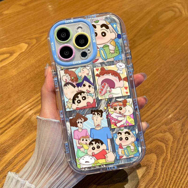 Funny Crayon Shin-Chan Suitable for Apple 16 Mobile Phone Case Iphone15Promax Feather Yarn Cream 14 All-Inclusive 13 Women