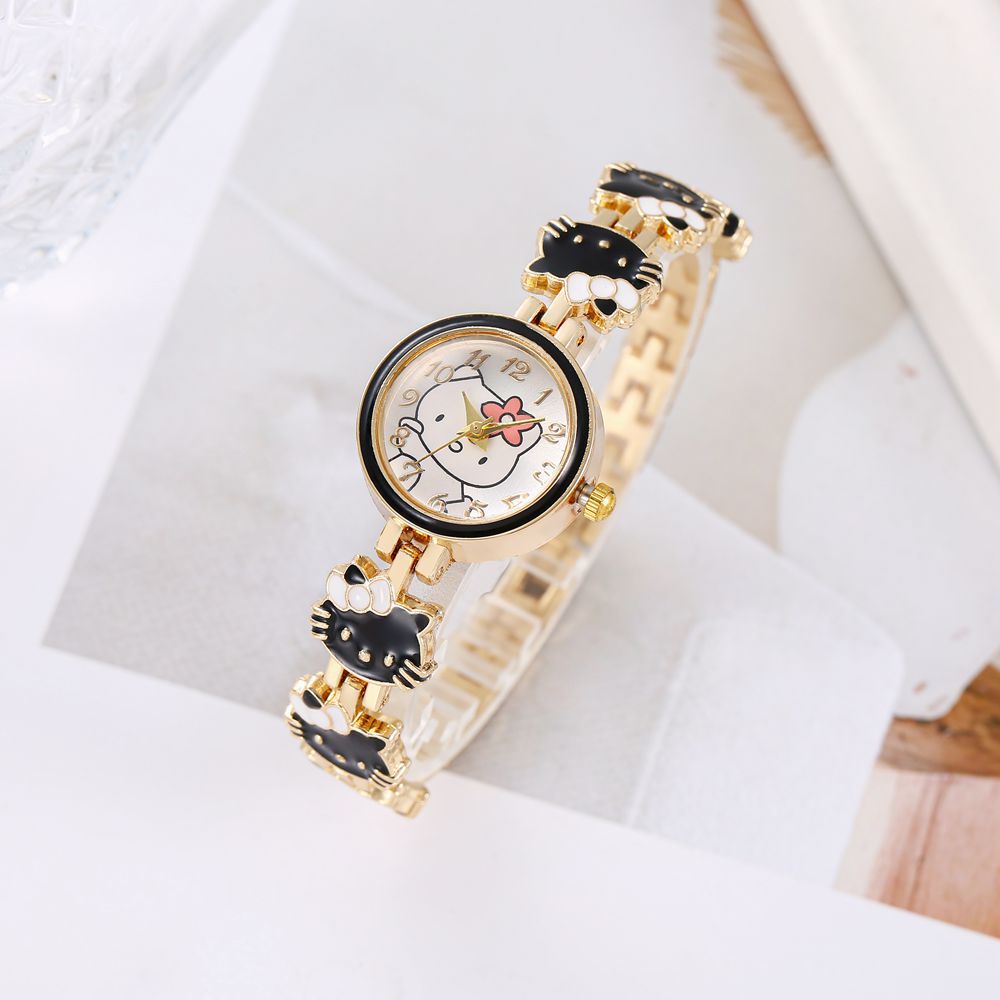 Nueva moda reloj de gato temperamento de mujer linda pulsera de cinturón de acero reloj reloj de cuarzo electrónico para mujer y estudiante