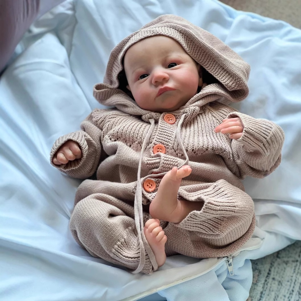 Npk49cm simulación bebé reborn muñeca Levi despierto tiro real hecho a mano 3D piel