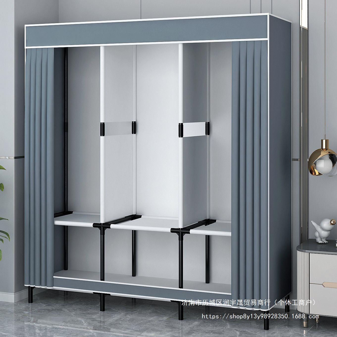 Simple Wardrobe Home Bedroom Durable Assembly Dormitory Cloth Wardrobe Rental House Floor Shelf Small Storage Cabinet