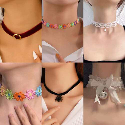 Velvet Necklace Gothic Lolita Choker Neck Chain Collar European and American Style Lace Vintage Jewelry for Women