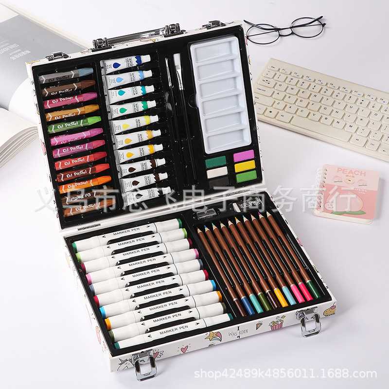53 Piezas marca pluma traje de regalo de los niños pintura color lápiz crayón pincel papelería acuarela pluma traje