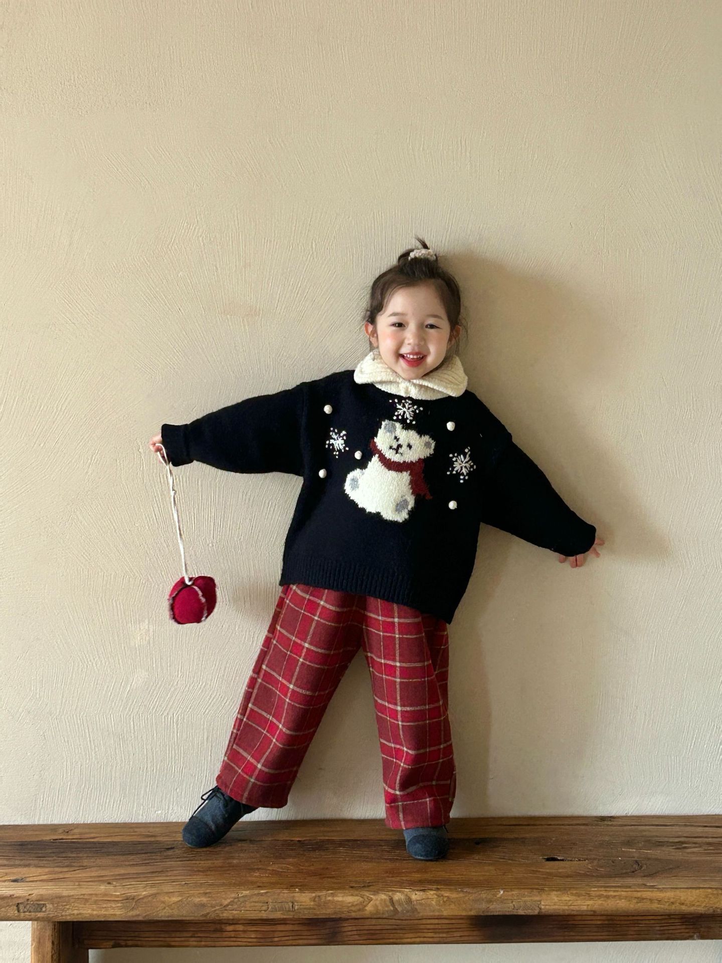 2024 winter new children‘s clothing korean children‘s clothing girls‘ cute snowman thickened sweater christmas new year sweater