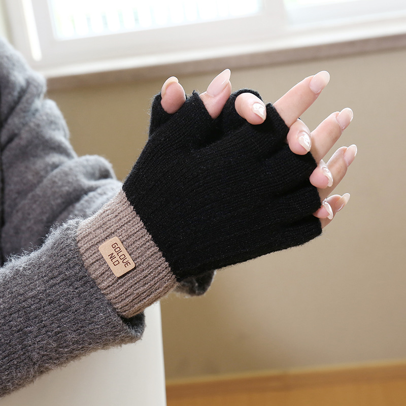 Guanti invernali in velluto spesso antifreddo da equitazione con touch screen, caldi guanti unisex in lana_voghion.com