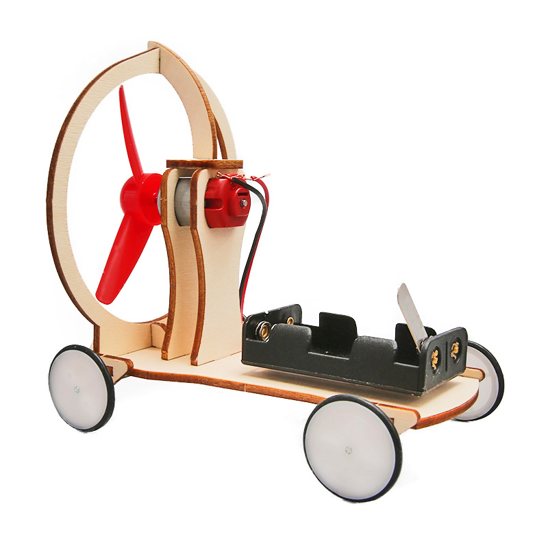 Viento de madera coche para niños Tecnología pequeña producción invención DIY material hecho a mano paquete estudiante ciencia experimento equipo